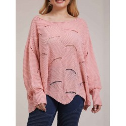 Plus Size  Round Neck Cutout Sweater
