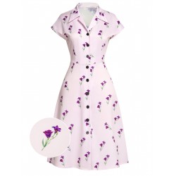Purple  Petunia Lapel Dress