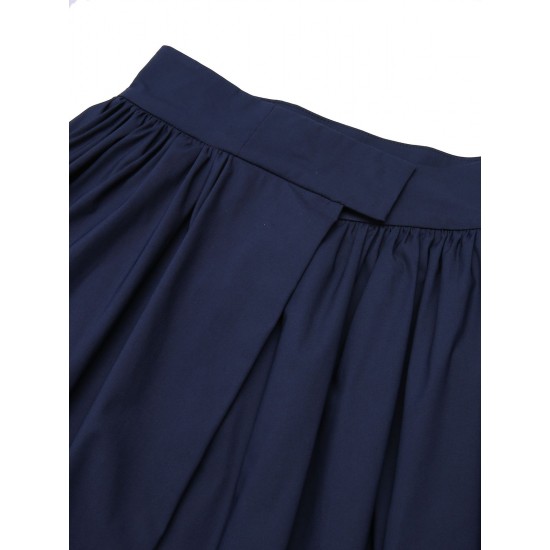 Dark Blue Gray  Solid Umbrella Skirt