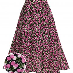 Pre-Sale Black & Pink  Cherry A-Line Skirt