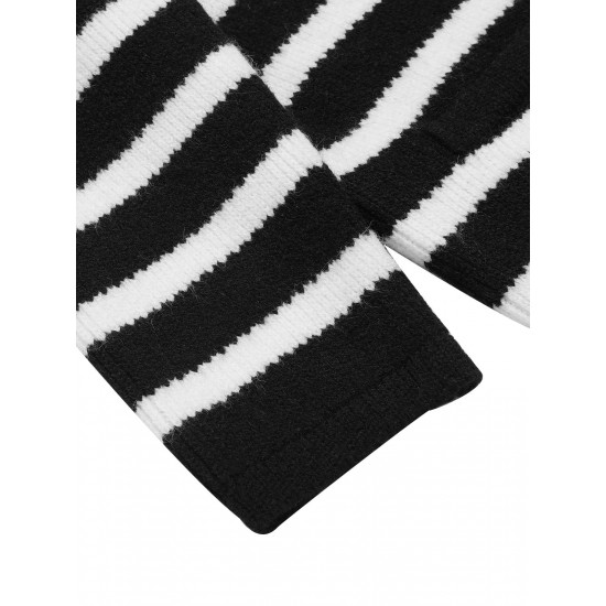 Black & White  Stripe Knitted Cardigan