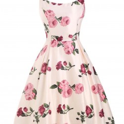 Pink  Rose Floral Swing Dress