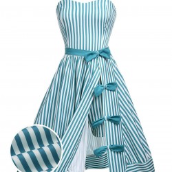 Turquoise  Stripes Romper & Skirt