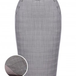 Gray  Plaid Belt Pencil Skirt