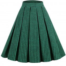 Green  Plaid Swing Panel Skirt