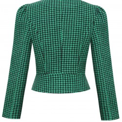 Green   Plaid Button Fitted Blazer