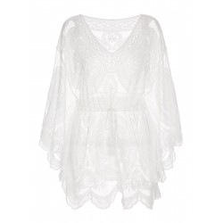 White  Lace Hollow Hedging Cover-up